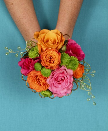 HOT PINK & ORANGE Handheld Bouquet in Pittsboro, NC - Blossom Floral ...