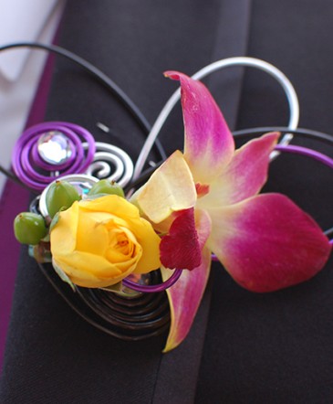 Hot Pink Orchid Boutonniere Prom Flowers in Santa Clarita, CA | Rainbow Garden And Gifts