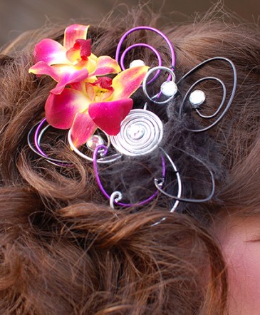 Hot Pink Orchid Prom Hair Clip Prom Accessories in Santa Clarita, CA | Rainbow Garden And Gifts
