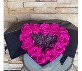 Hot Pink Rose Heart Box Preserved Roses