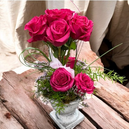 Hot Pink Rose Topiary SCF Original - Designed By Kelly