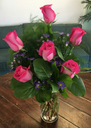 Hot Pink Roses Arrangement