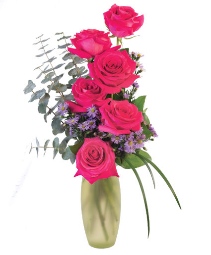 Hot Pink Roses Floral Design Flower Bouquet