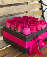 Hot Pink Rustic Roses  Woodend Rustic Box