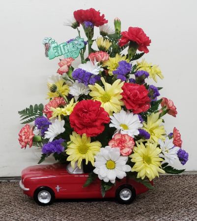 Hot Rodin' In Ford Mustang Fresh Floral Keepsake (Local Only)
