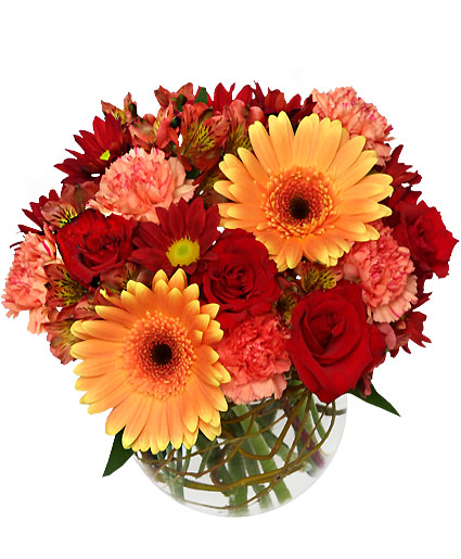 Hot & Spicy Vase Of Flowers Flower Bouquet