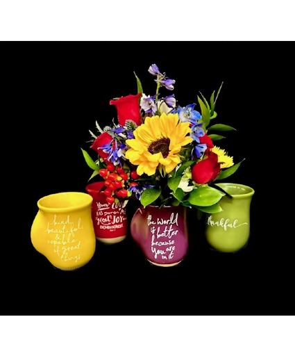 Hug Mug Floral Arrangement in Handwarmer Coffee Mugs