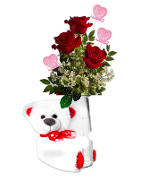 Huge bear thaughts of you  VASE ARRANGEMENT
