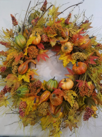 Huge gourd wreath ARTIFICIAL...ONLY ONE AVAILABLE