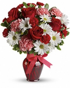 Hugs and Kisses Bouquet with Red Roses ---