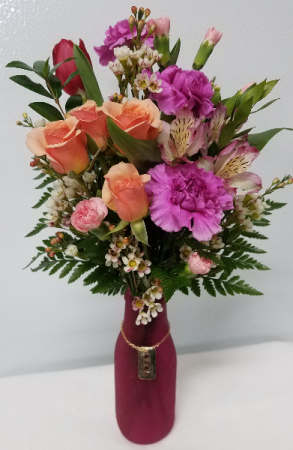 Hugs & Kisses Charm Bouquet Floral in Matte Vase w/Charm