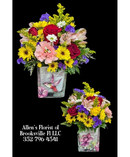 Hummingbird Cube  Fresh cut flowers 
