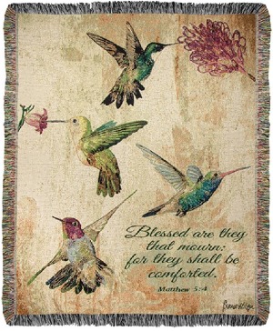 Hummingbird Floral Tapestry Throw