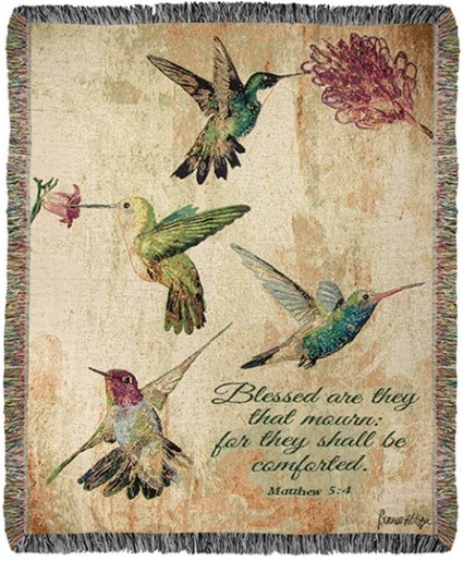 Hummingbird Floral Tapestry Throw