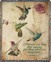 Hummingbird Floral Tapestry Throw