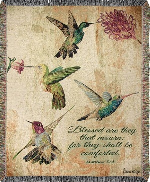 Hummingbird Floral Tapestry Throw
