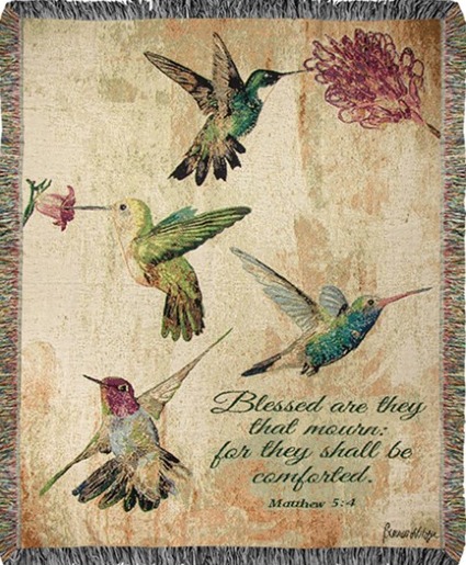 Hummingbird Floral Tapestry Throw