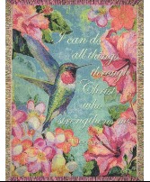 Hummingbird Hibiscus Tapestry Throw 