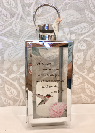 Hummingbird Silver Lantern optional Flowers