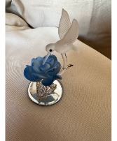 Hummingbird with Blue Rose 