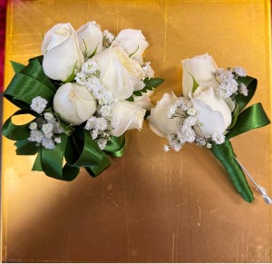 Hunter green and white prom bundle  