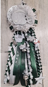 HUNTER GREEN, WHITE AND SILVER GARTER