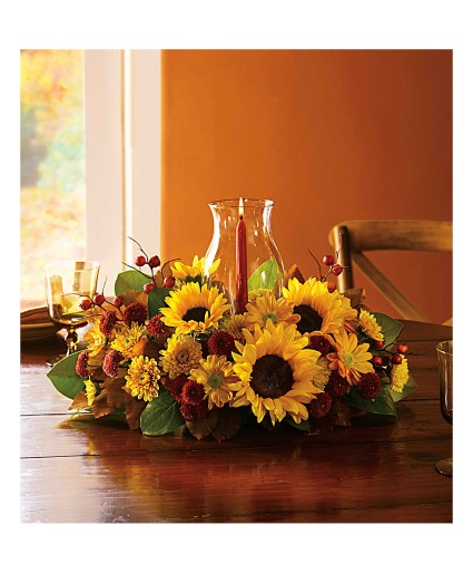 Hurricane Sunflower Centerpiece 