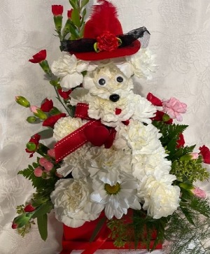 HVD 03 Red Hat Puppy  Fresh Flowers