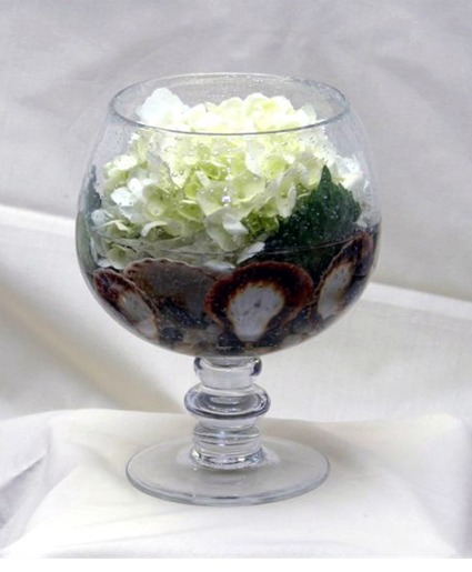 Hydragea in glass Table center piece