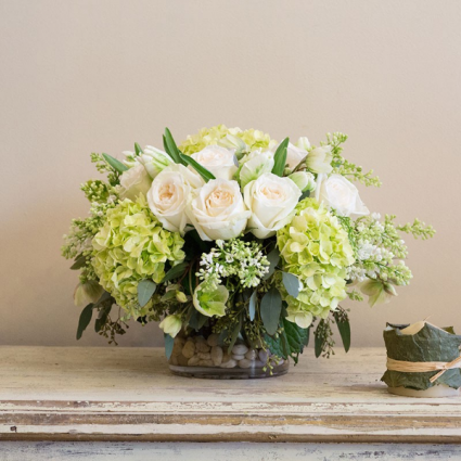 hydrangea and roses Vase arrangement