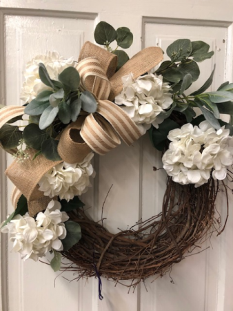 Hydrangea Burlap wreath 
