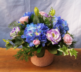 Silk Hydrangea, Rose, and Lisianthus Silk Arrangement