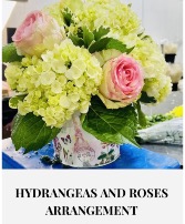 Hydrangeas and Roses Table Centerpiece  Wedding and Event 