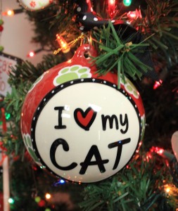 I Love My Cat Glass Ornament