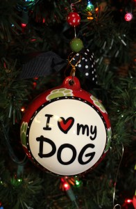 I Love My Dog Glass Ornament