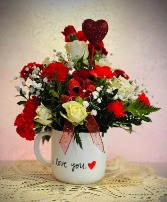 I Love You Fresh flowers in a lovely cup