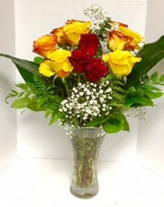 Loving Touch Rose Bouquet on Crystal Vase