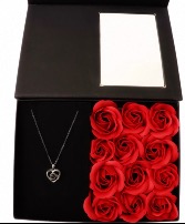 I Love you Necklace Set with Artificial  Roses 