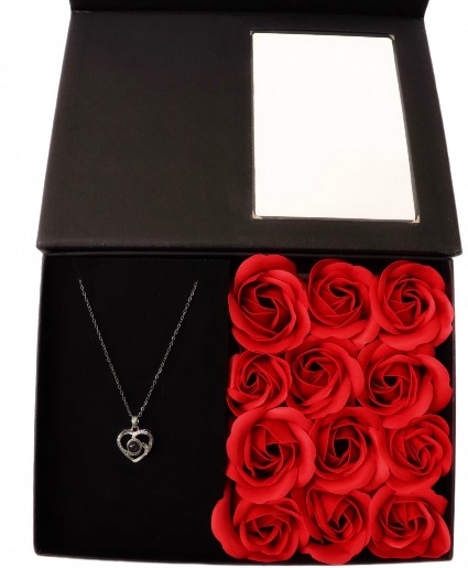I Love you Necklace Set with Artificial  Roses 