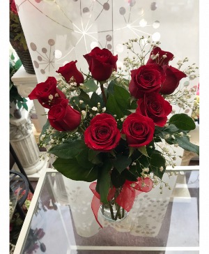  I love you Red Roses  Red Roses in a vase with greens and Babies Breath 