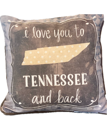 I love you to TN and back throw pillow Powell Florist Exclusive