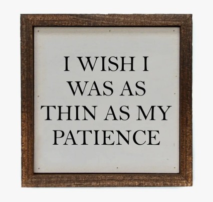 I Wish I Was as Thin as My Patience Sign