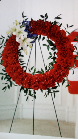 Iarge red carnations wreath A40