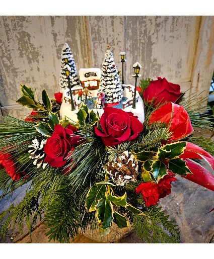 Ice Skating Rink Flower Arrangement 