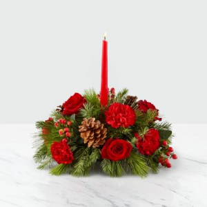 I'll Be Home for Christmas Candle Centerpiece Fresh Flower Centerpiece 