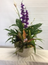 In House Planter Ceramic Disgarden With Silk Flowers