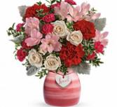 In Love  Keepsake vase filled with fresh flowers