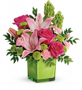 Lime Thinking of You Bouquet Cube Vase Arrangement