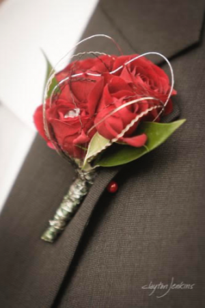 In Love With Red Bout Wedding Boutonnière  