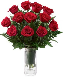 ONE DOZEN MEDIUM ST RED ROSES ARRANGEMENT